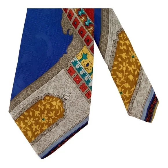 LEONARD PARIS Multicolor Parrot Print Silk Tie 58-3.75 EX COND